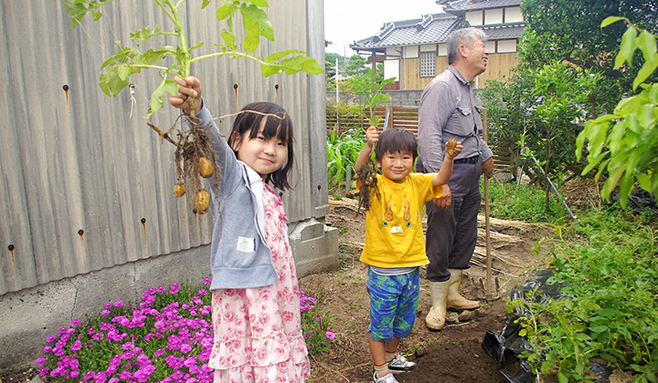 画像：家庭菜園にお子さまといそしむ風景